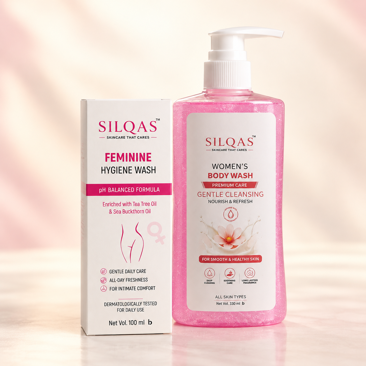 SILQAS Women's Personal Care Combo – Body Wash 330ml + Feminine Intimate Wash 100ml feature 3